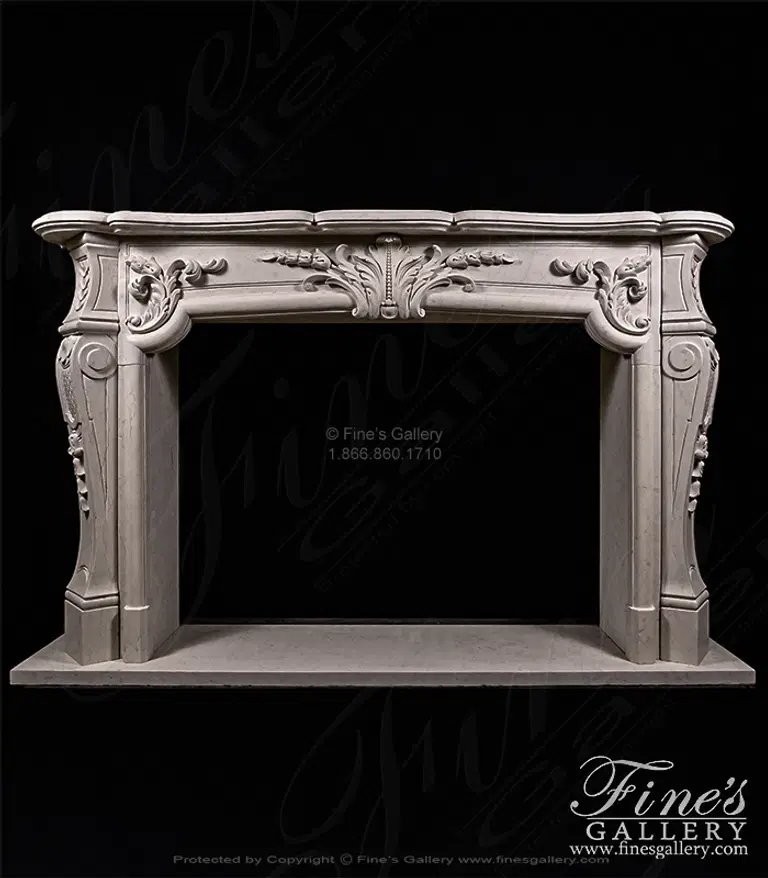 Rare French Style Mantel in Italian Quarried Perlino Marble